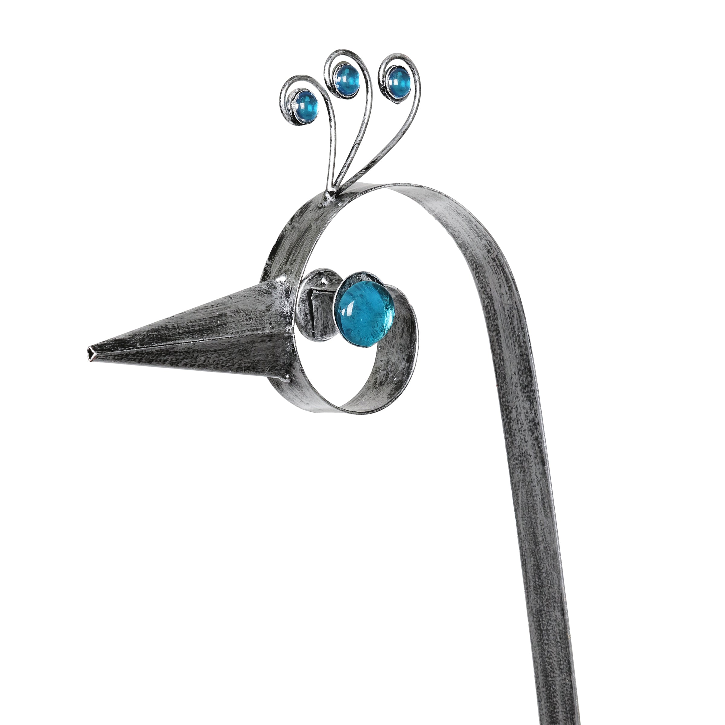 Pewter Filigree Bird with Blue Beads Garden Statue - Thumbnail 2