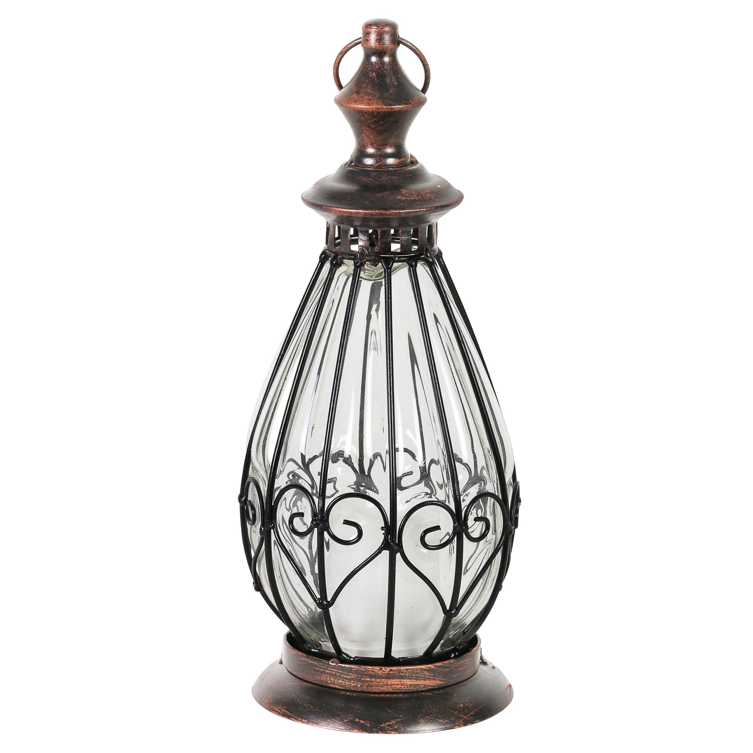 Clear Glass Teardrop Shape Lantern with LED Candle - Thumbnail 2