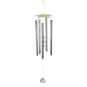Solar Hanging White Hydrangea Flower Ball Wind Chime with Thirty Eight LED lights, 6 by 27 Inches | Exhart