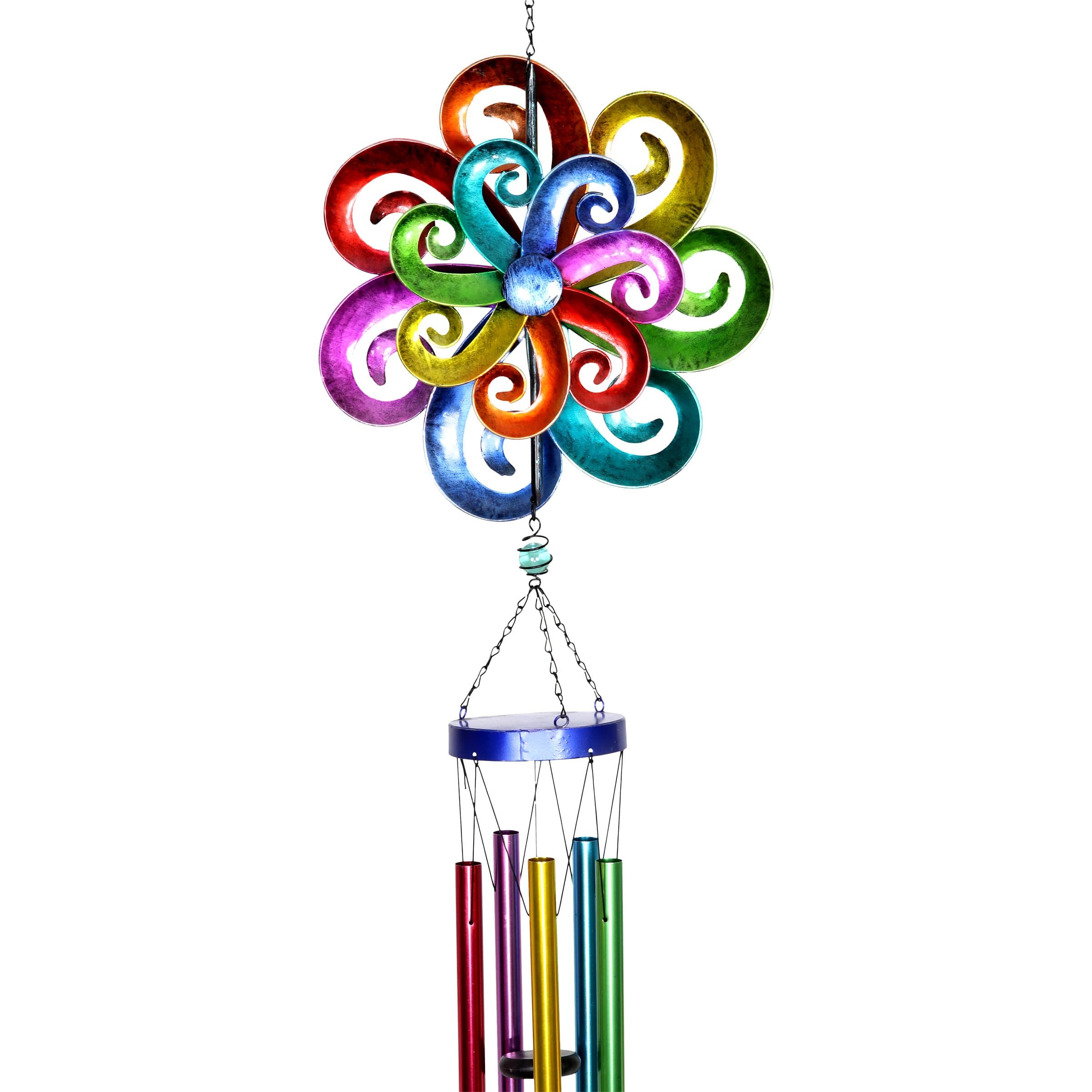 Rainbow Waves Double Wind Spinner Wind Chime - Thumbnail 3