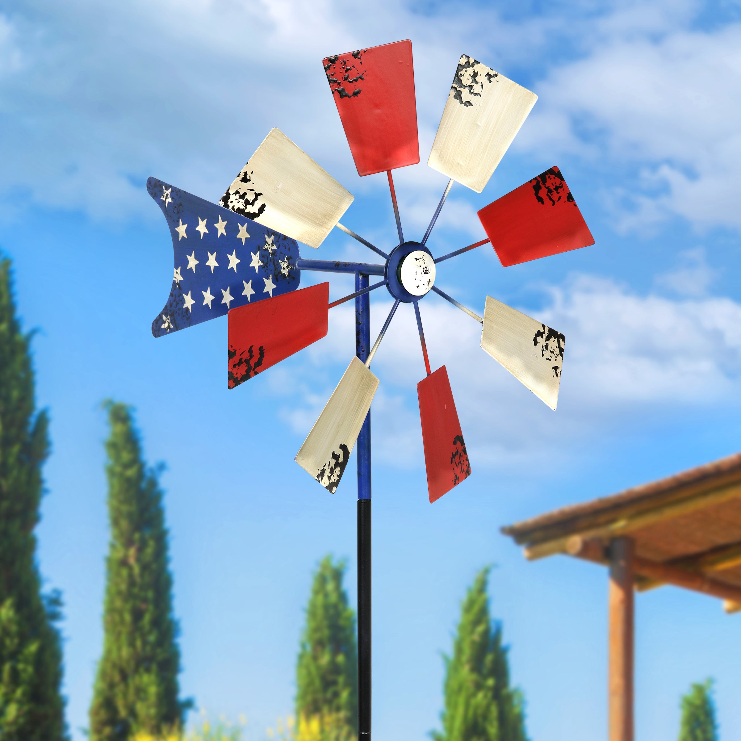 Exhart Windmill Kinetic Spinner Garden Stake - Thumbnail 3