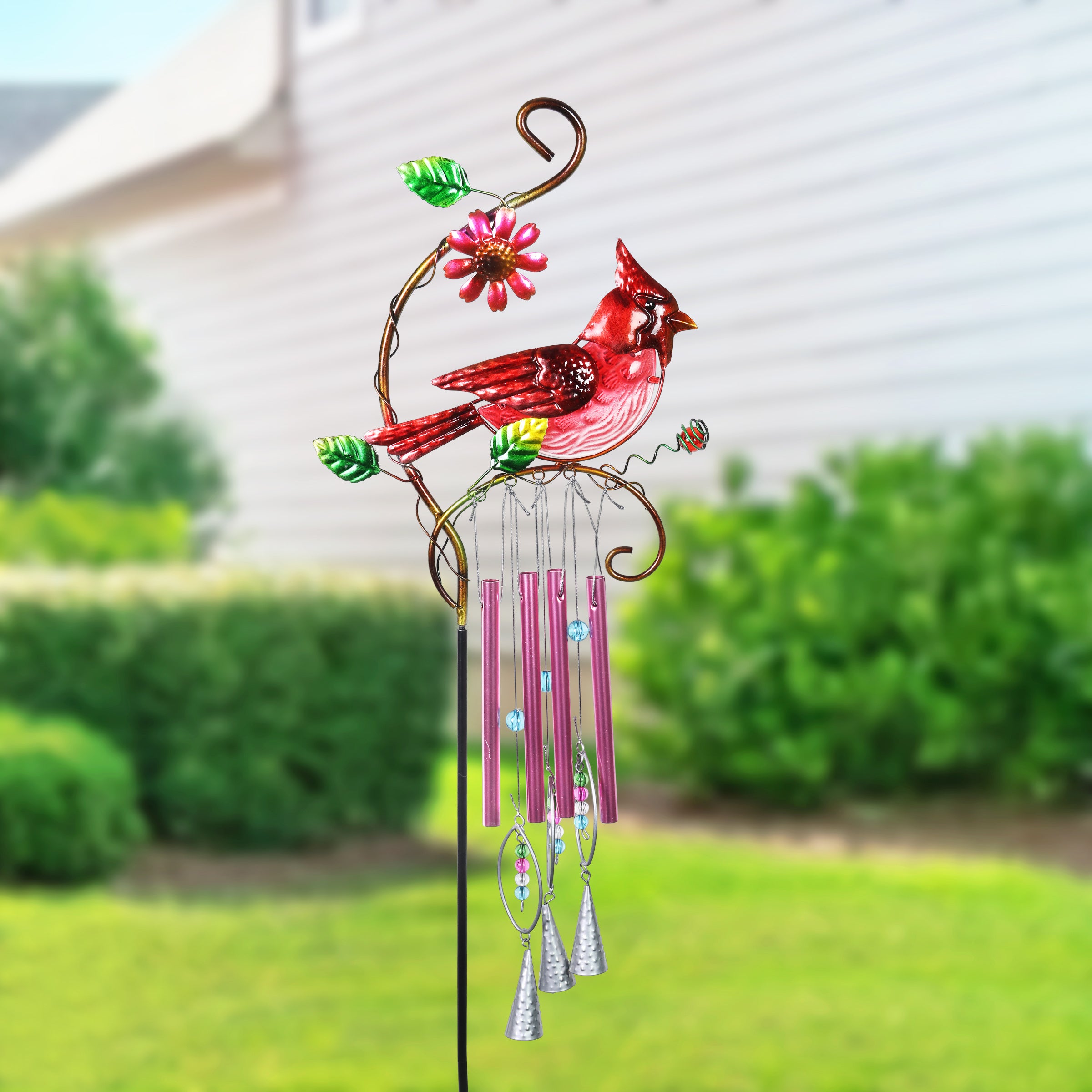 Exhart Cardinal Wind Chime Garden Stake - Thumbnail 4