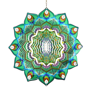 Laser Cut Green Metal Hanging Garden Spinner with Beaded Details, 12 Inch | Shop Garden Decor by Exhart