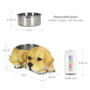 Labrador Bowl with Stainless Bowl Insert, 14 by 5.5 Inches | Shop Garden Decor by Exhart