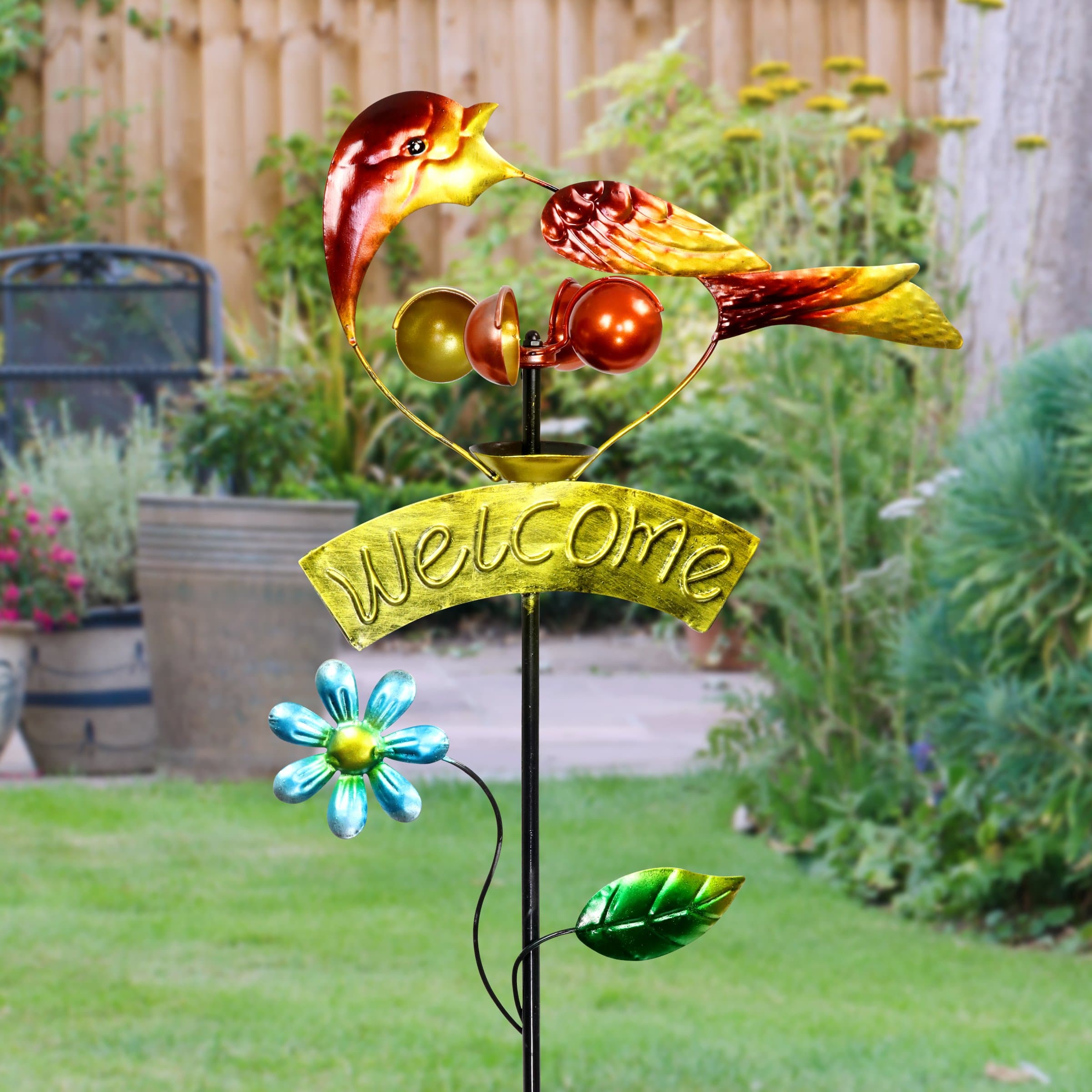 Exhart Bird Welcome Sign Garden Stake with Wind Spinner - Thumbnail 5