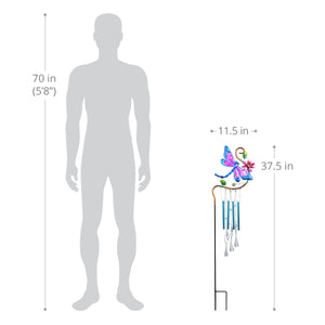 Blue Dragonfly Metal Wind Chime Garden Stake, 9 by 36.5 Inches | Shop Garden Decor by Exhart