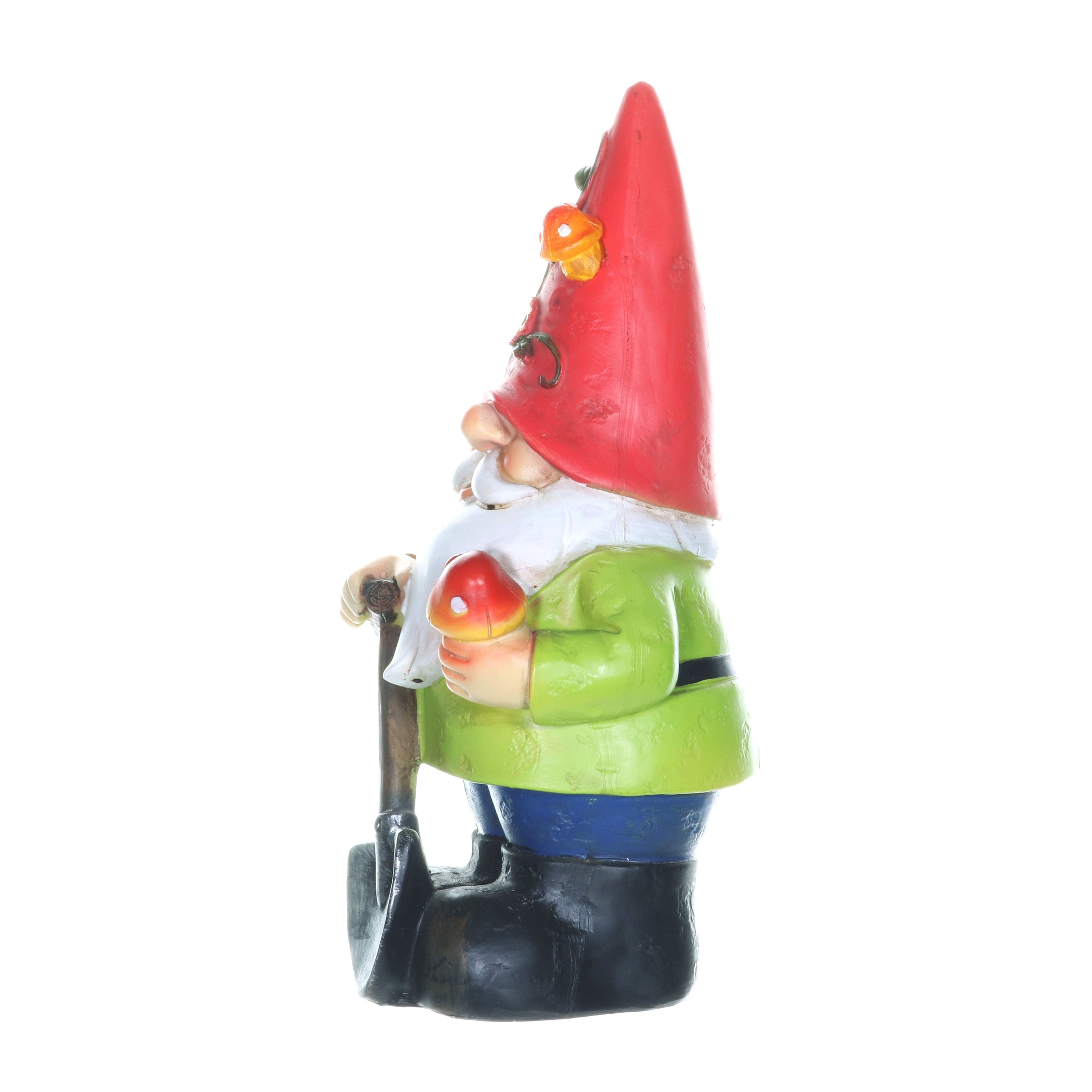 Solar Red Hat Roy Garden Gnome Statue with Shovel, 10 Inch | Shop Garden Decor by Exhart
