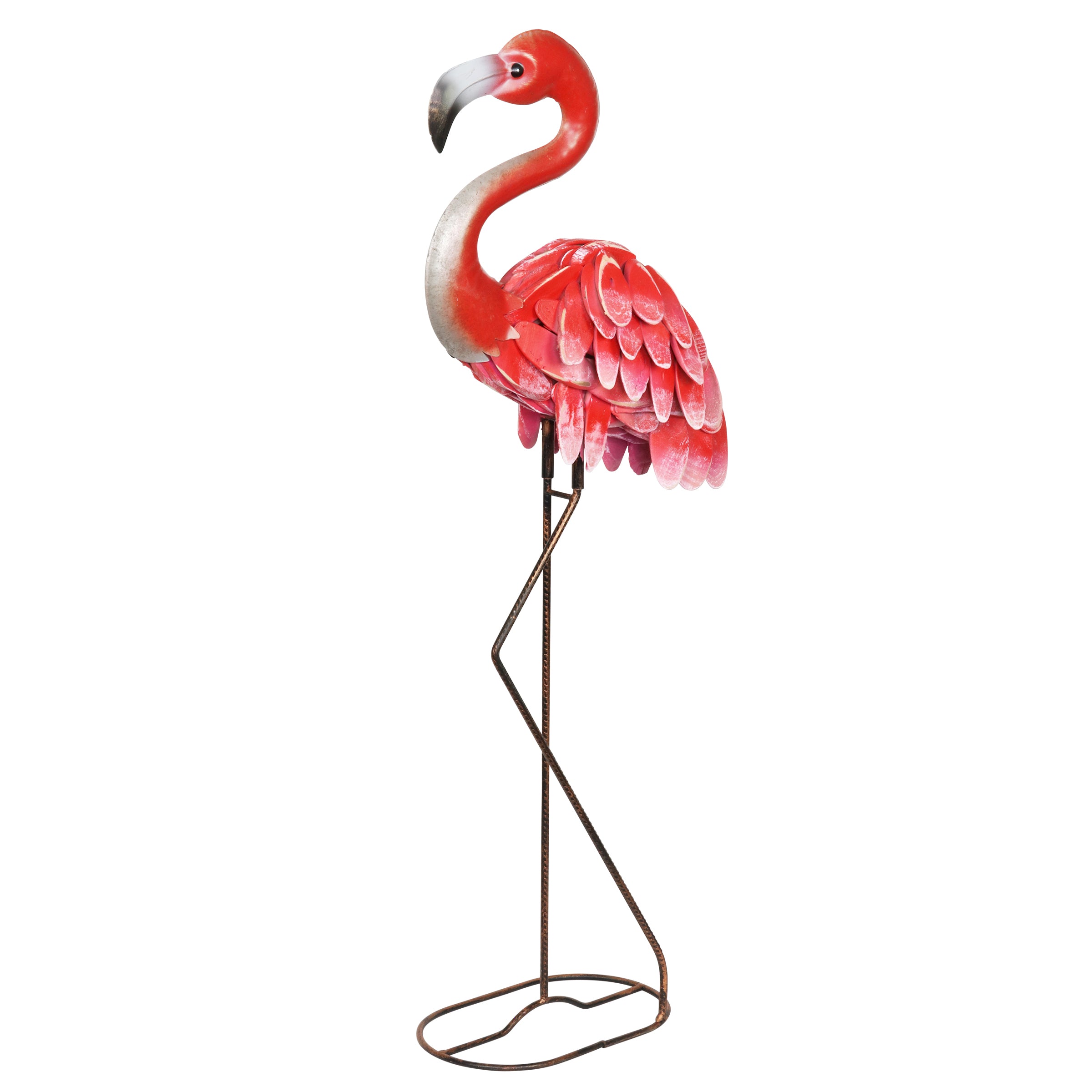 Wood and Metal Flamingo Garden Statue - Thumbnail 3