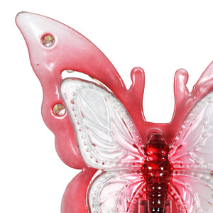 Solar Acrylic and Metal Pink Butterfly Garden Stake with Twelve LED Lights, 4 by 34 Inches | Shop Garden Decor by Exhart