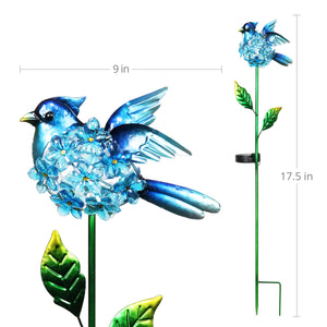 Solar Blue Jay with Flower Body Garden Stake, 9 by 33 Inches | Shop Garden Decor by Exhart