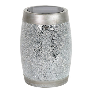 Solar Silver Glass and Resin Tabletop Lantern, 10 Inch | Shop Garden Decor by Exhart