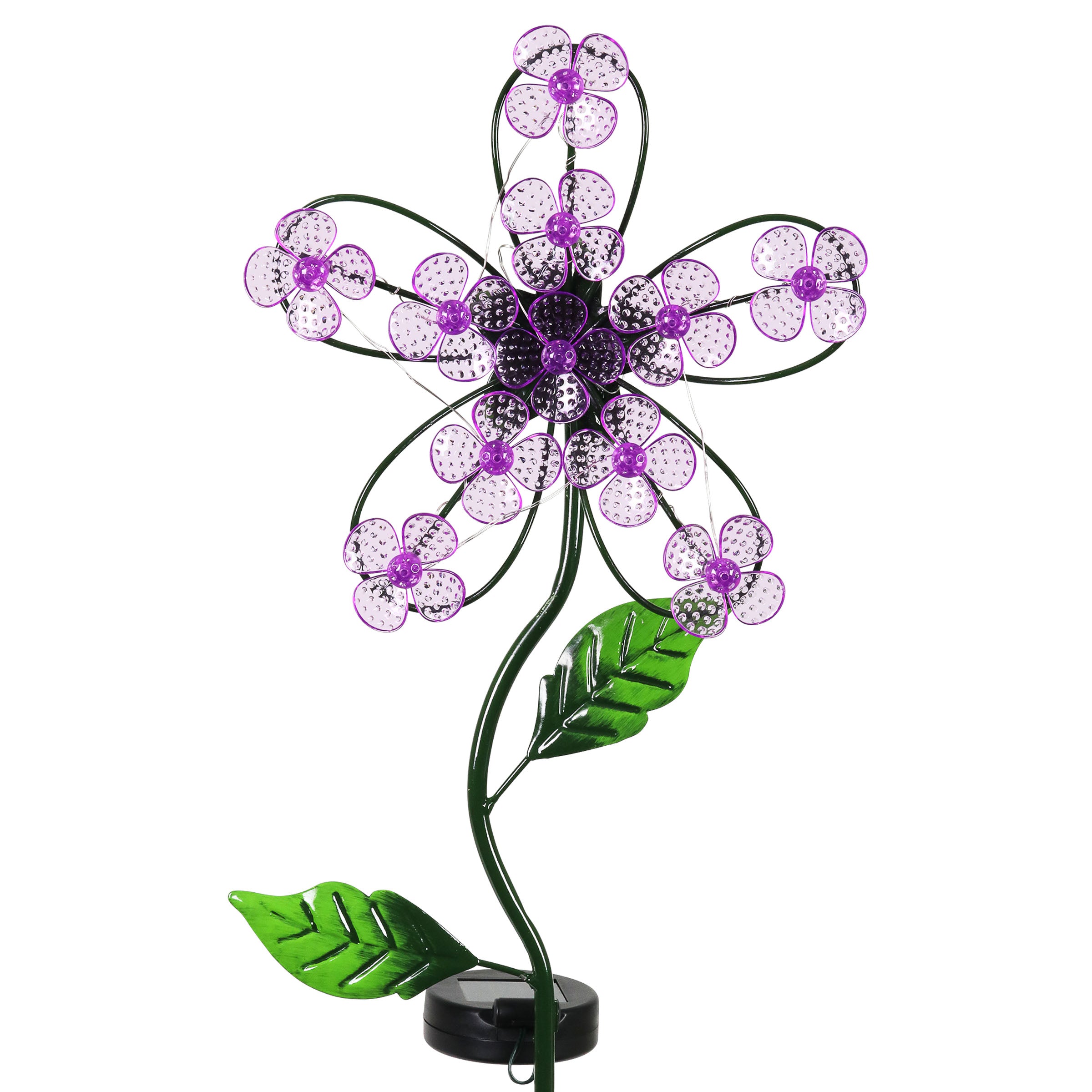 Solar Blue Flower Garden Stake with Spinning Forget Me Not Blooms