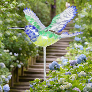 Solar WindyWing Hummingbird Garden Stake with Green LED Lights, 7 Inch | Shop Garden Decor by Exhart