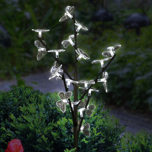 Solar Butterfly Branch Garden Stake with Twenty LED Lights, 13 by 38 Inches | Shop Garden Decor by Exhart
