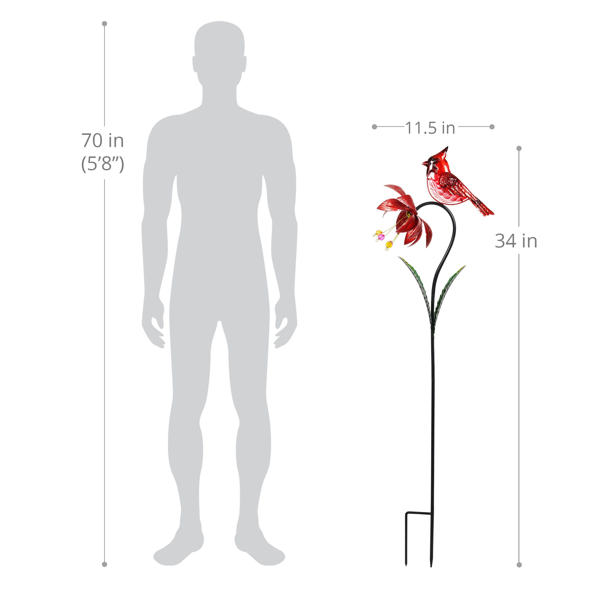 Exhart Spinning Flower with Cardinal Garden Stake - Thumbnail 4