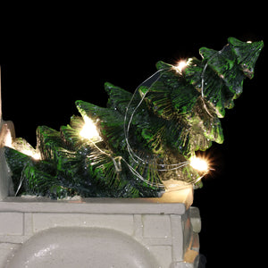 Vintage White Holiday Truck Driven by Santa with a Christmas Tree Statuary on a Battery Powered Timer, 12 x 6  Inches | Exhart