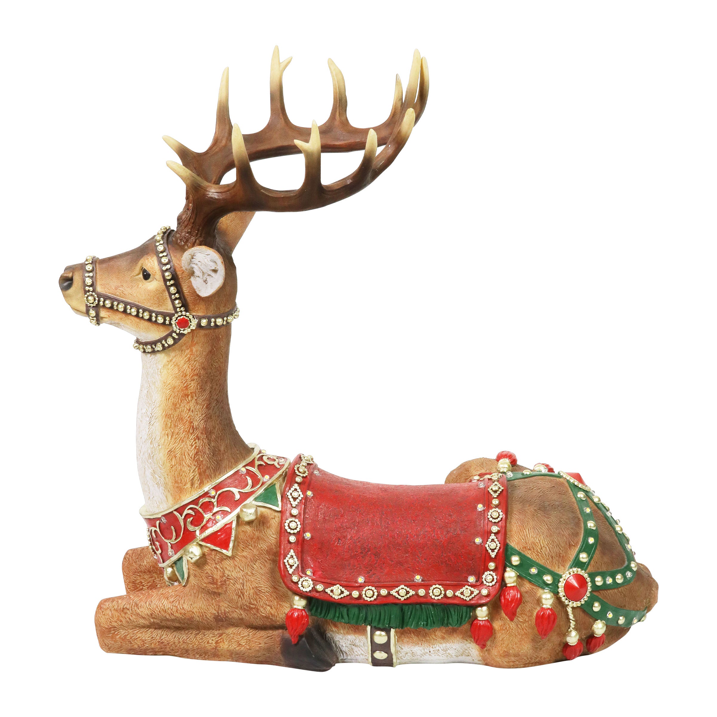 Hand Painted Christmas Reindeer Statue with LED Lights on a Battery Powered Timer - Thumbnail 3