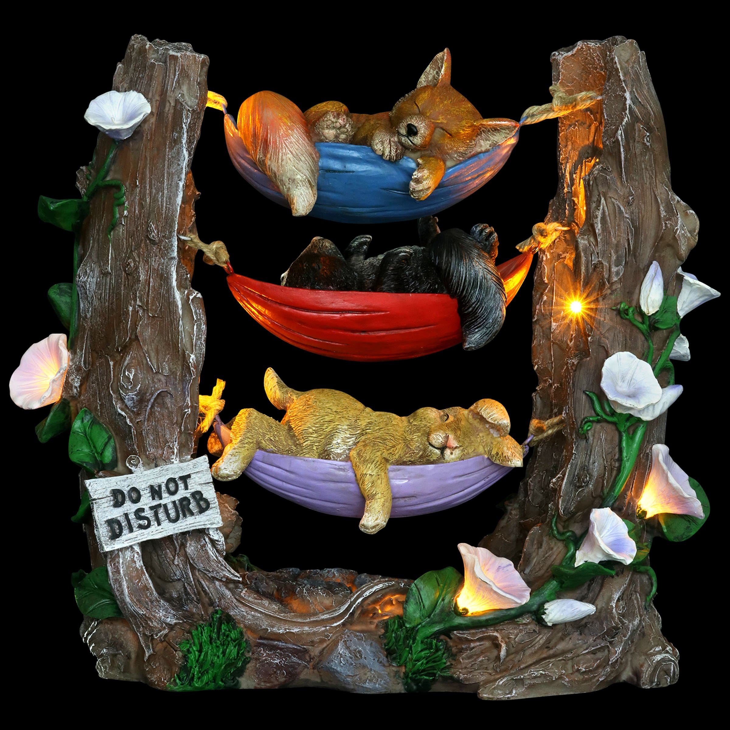 Solar Critters Napping in Three Hammocks Garden Statue - Thumbnail 5