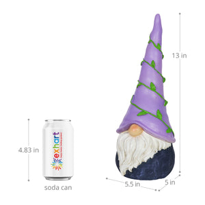Solar Can't See Hat Gnome with Illuminating Purple Vine Gnome Hat, 13 Inch | Shop Garden Decor by Exhart