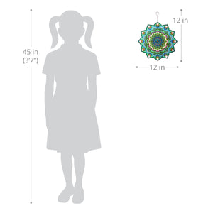 Laser Cut Green Metal Hanging Garden Spinner with Beaded Details, 12 Inch | Shop Garden Decor by Exhart