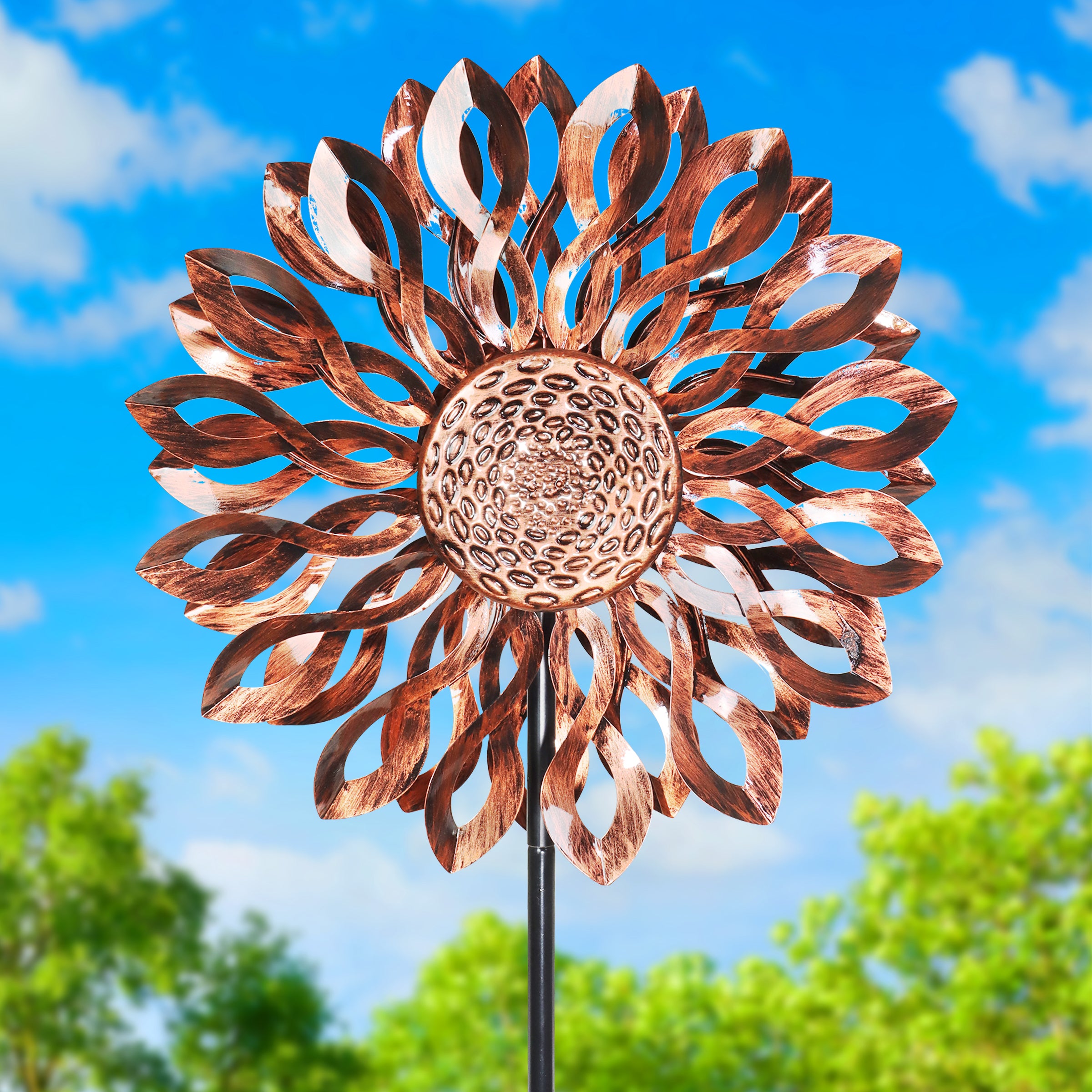 Exhart Infinity Double Sunflower Spinner Stake - Thumbnail 4