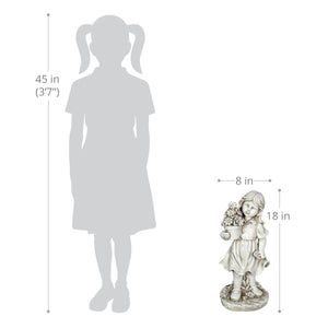 Solar Girl with a Flower Pot Garden Statue, 18 Inch | Shop Garden Decor by Exhart