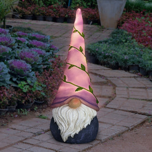Solar Can't See Hat Gnome with Illuminating Purple Vine Gnome Hat, 13 Inch | Shop Garden Decor by Exhart