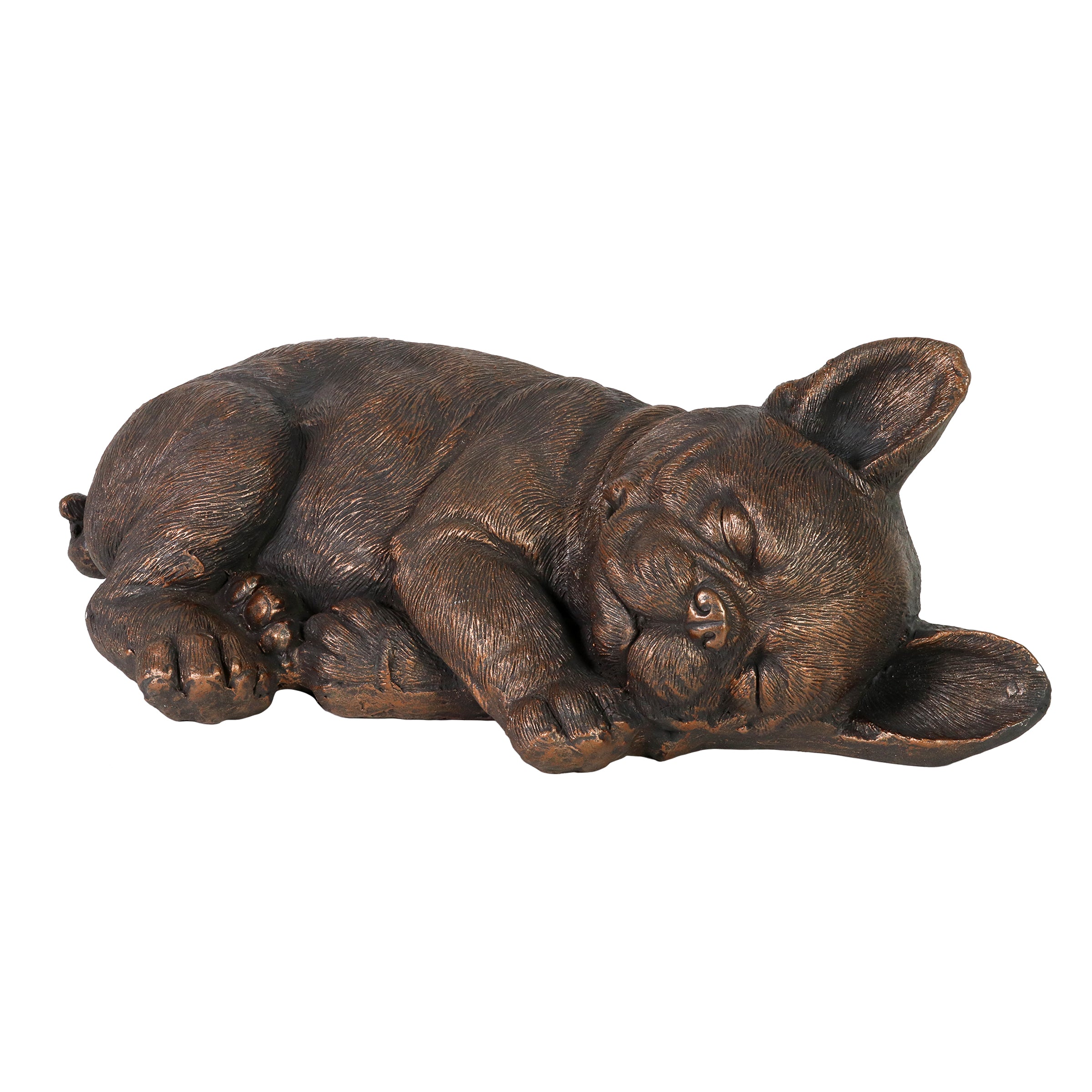 Sleeping French Bulldog Garden Statue in Bronze Look - Thumbnail 4