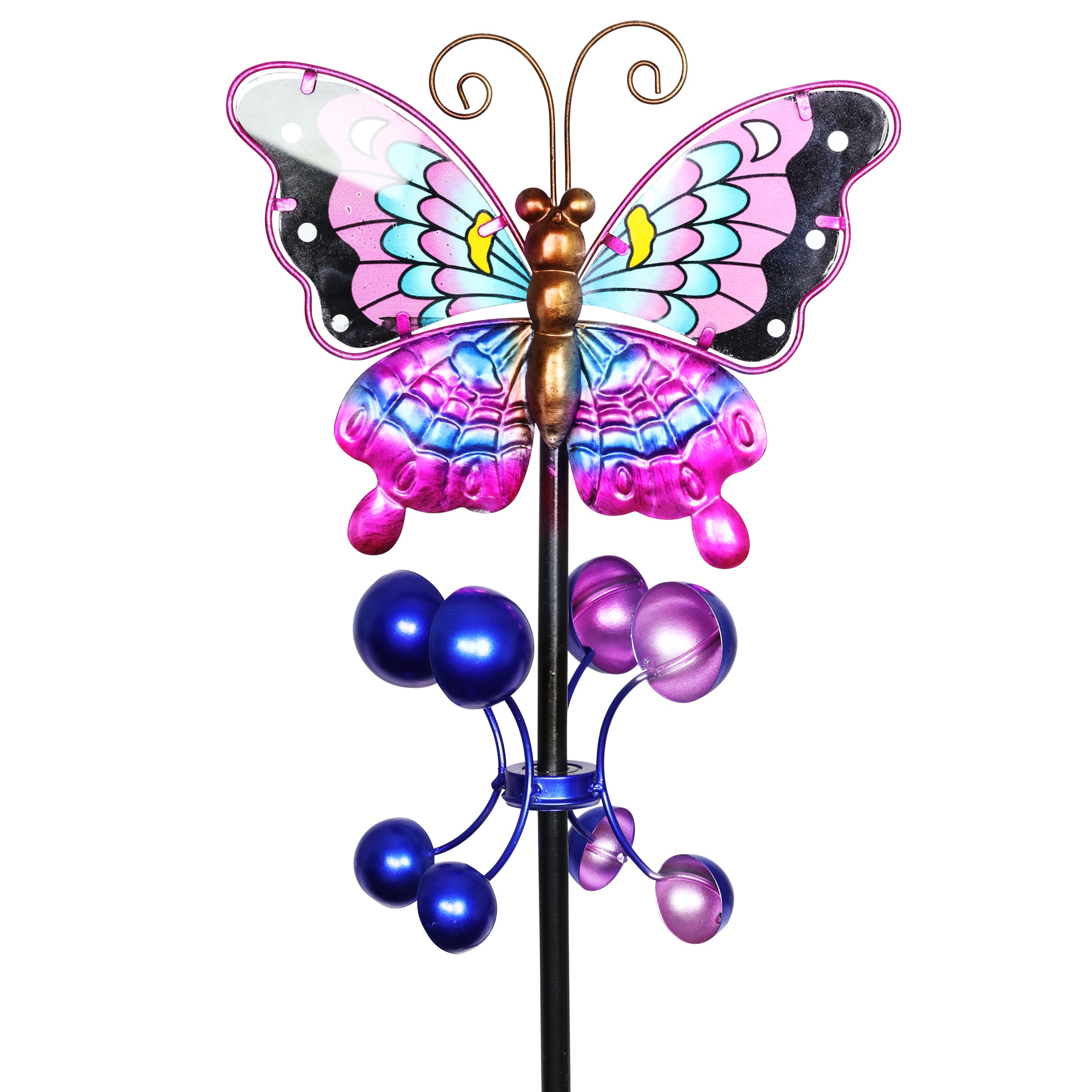 Hand Painted Butterfly Wind Spinner Garden Stake