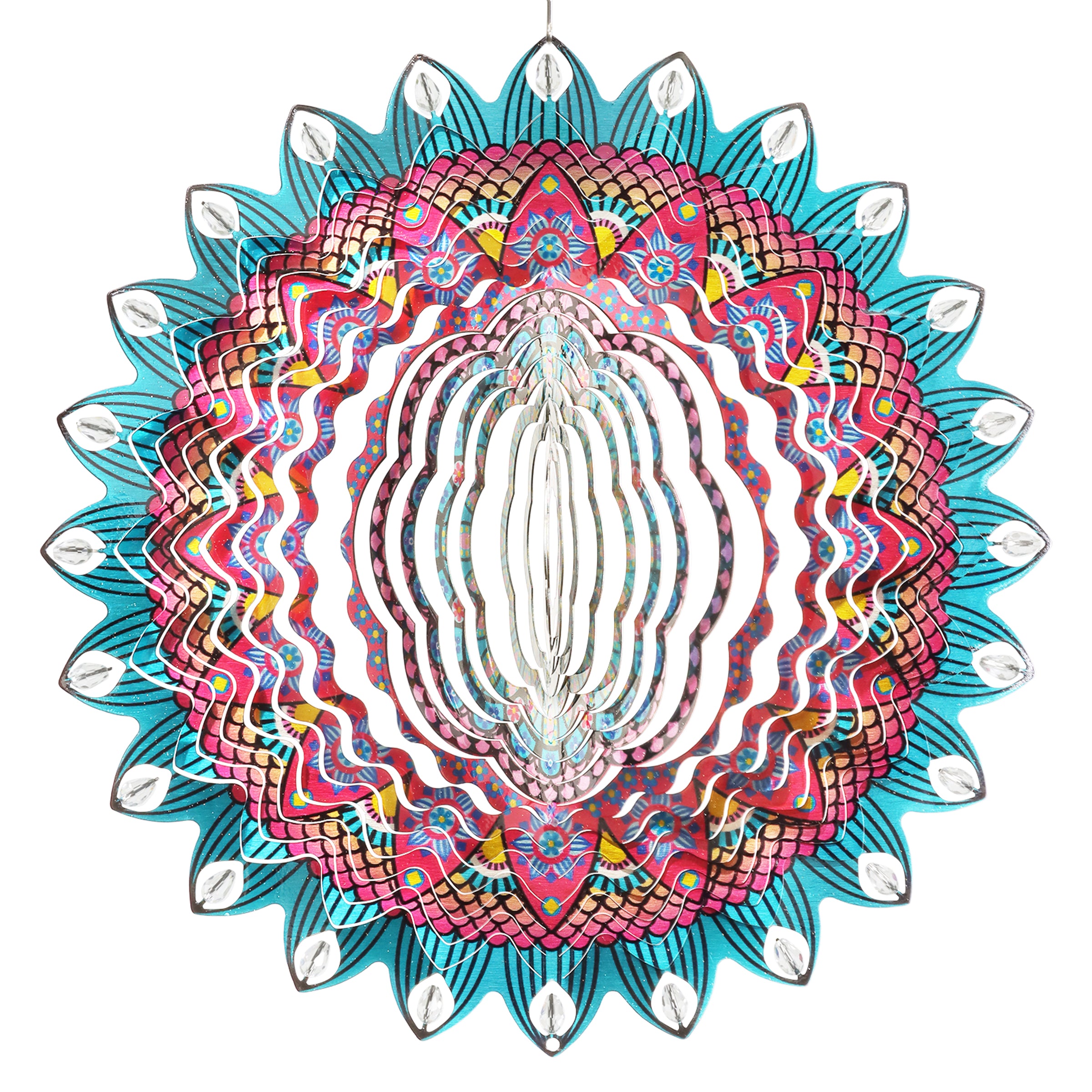 Laser Cut Mandala Hanging Wind Spinner with Bead Details