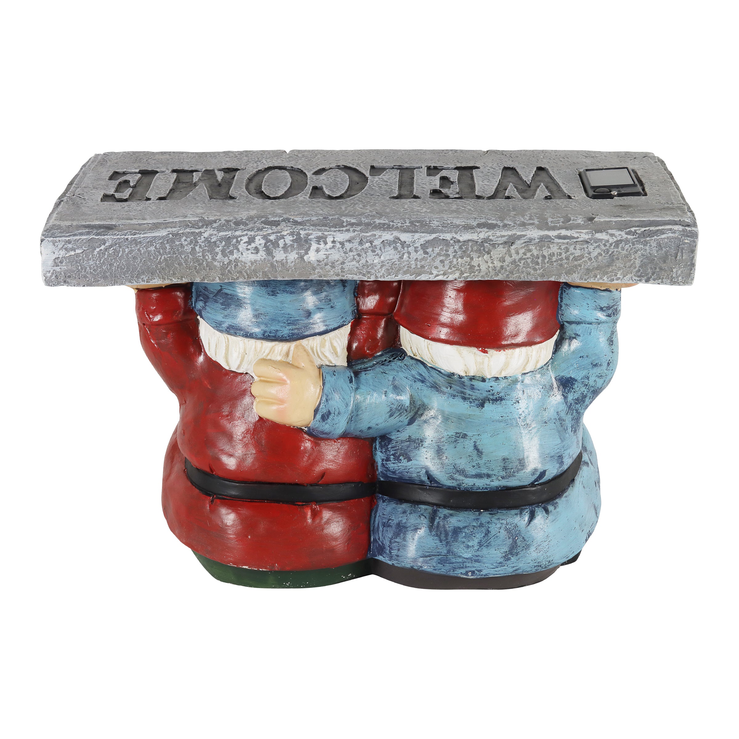 Solar Garden Gnomes with a Welcome Stone Statuary - Thumbnail 3