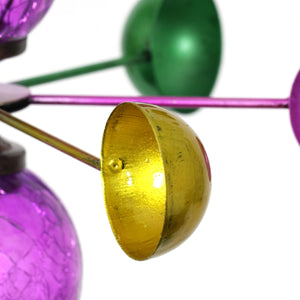 Three Tier Wind Spinner Garden Stake with Glass Crackle Balls in Purple, 14 by 48 Inches | Shop Garden Decor by Exhart