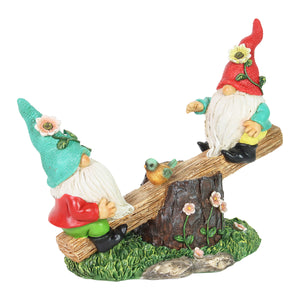 Two Can't See Hat Seesaw Gnomes Garden Statuary, 10.5 by 9 Inches | Shop Garden Decor by Exhart