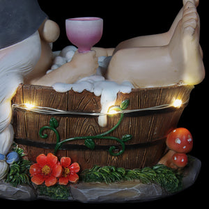 Good Time Bubble Bath Betty Gnome in a Tub Garden Statue with LED lights on a Battery Operated Timer, 7.5 by 7.5 Inches | Exhart