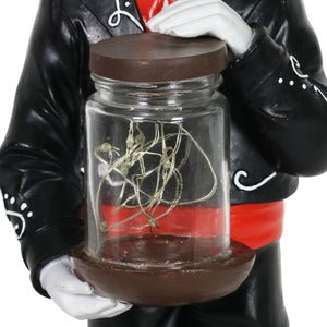 Day of the Dead Man with LED Sparkle Light Jar and Battery Powered Automatic Timer, 14 Inches tall | Exhart