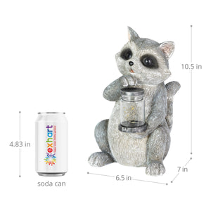 Solar Raccoon Garden Statuary with LED Firefly Jar, 10 Inches tall | Shop Garden Decor by Exhart