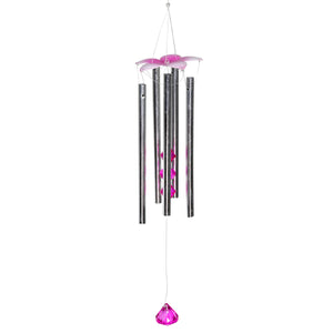 Solar Hanging Pink Hydrangea Flower Ball Wind Chime with Thirty-Eight LED Lights, 6 by 27 Inches | Shop Garden Decor by Exhart
