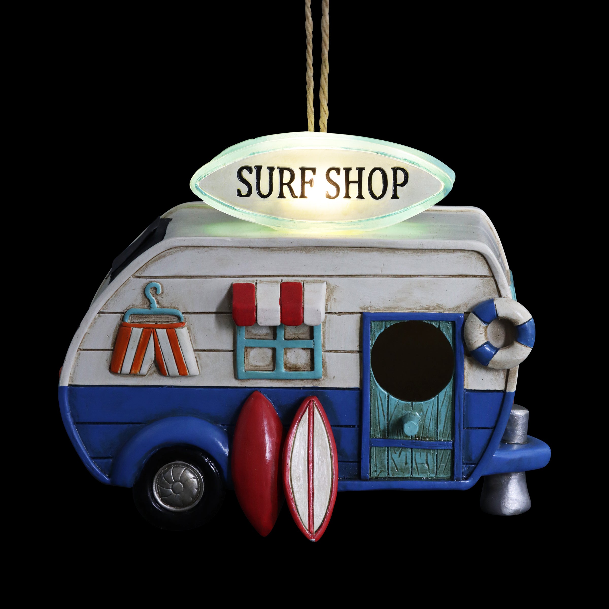 Solar Retro Surf Shop RV Hanging Bird House - Thumbnail 4