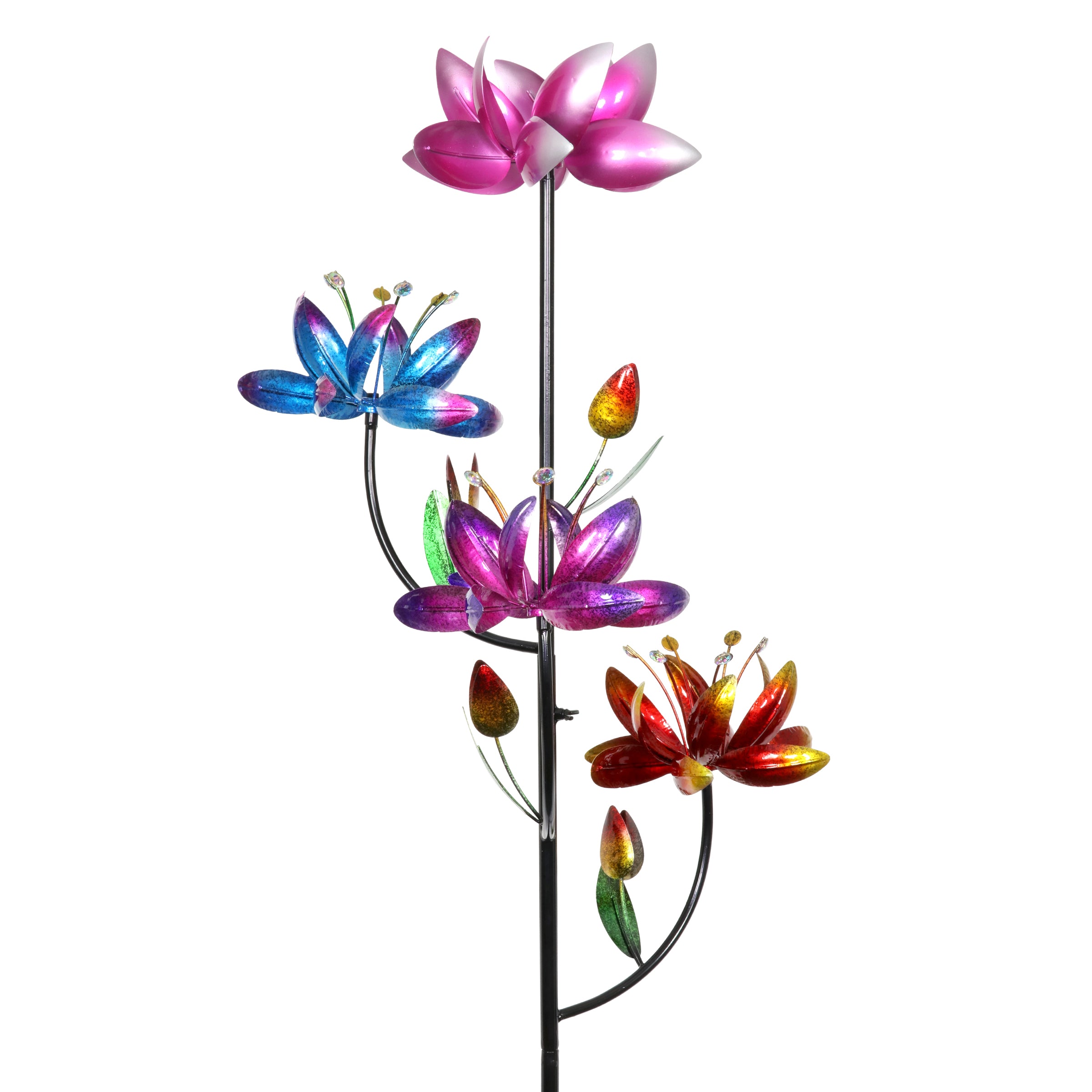 Exhart Lotus Flower Wind Spinner Garden Stake - Thumbnail 2