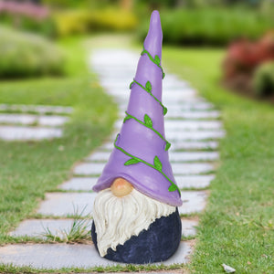 Solar Can't See Hat Gnome with Illuminating Purple Vine Gnome Hat, 13 Inch | Shop Garden Decor by Exhart