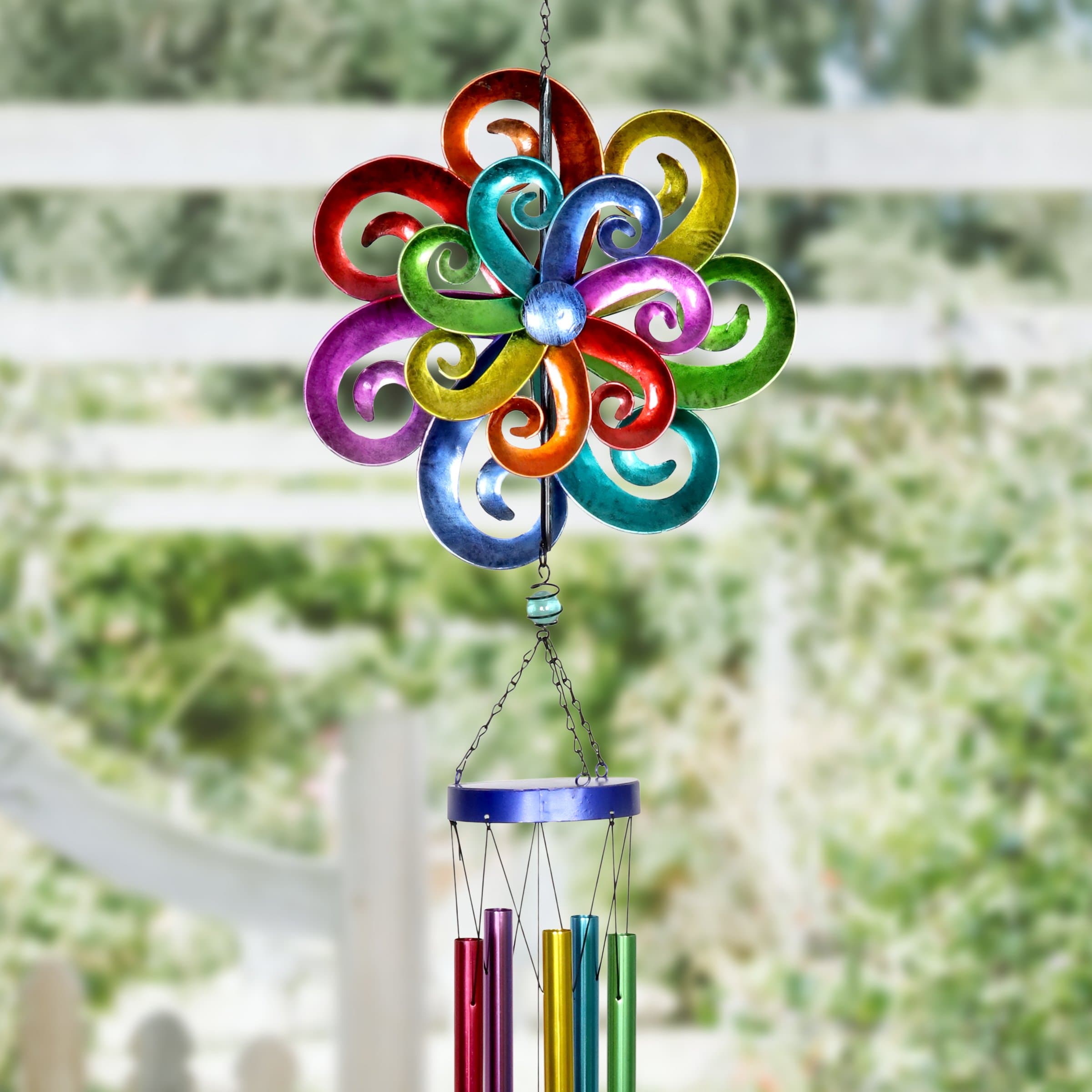 Rainbow Waves Double Wind Spinner Wind Chime - Thumbnail 5
