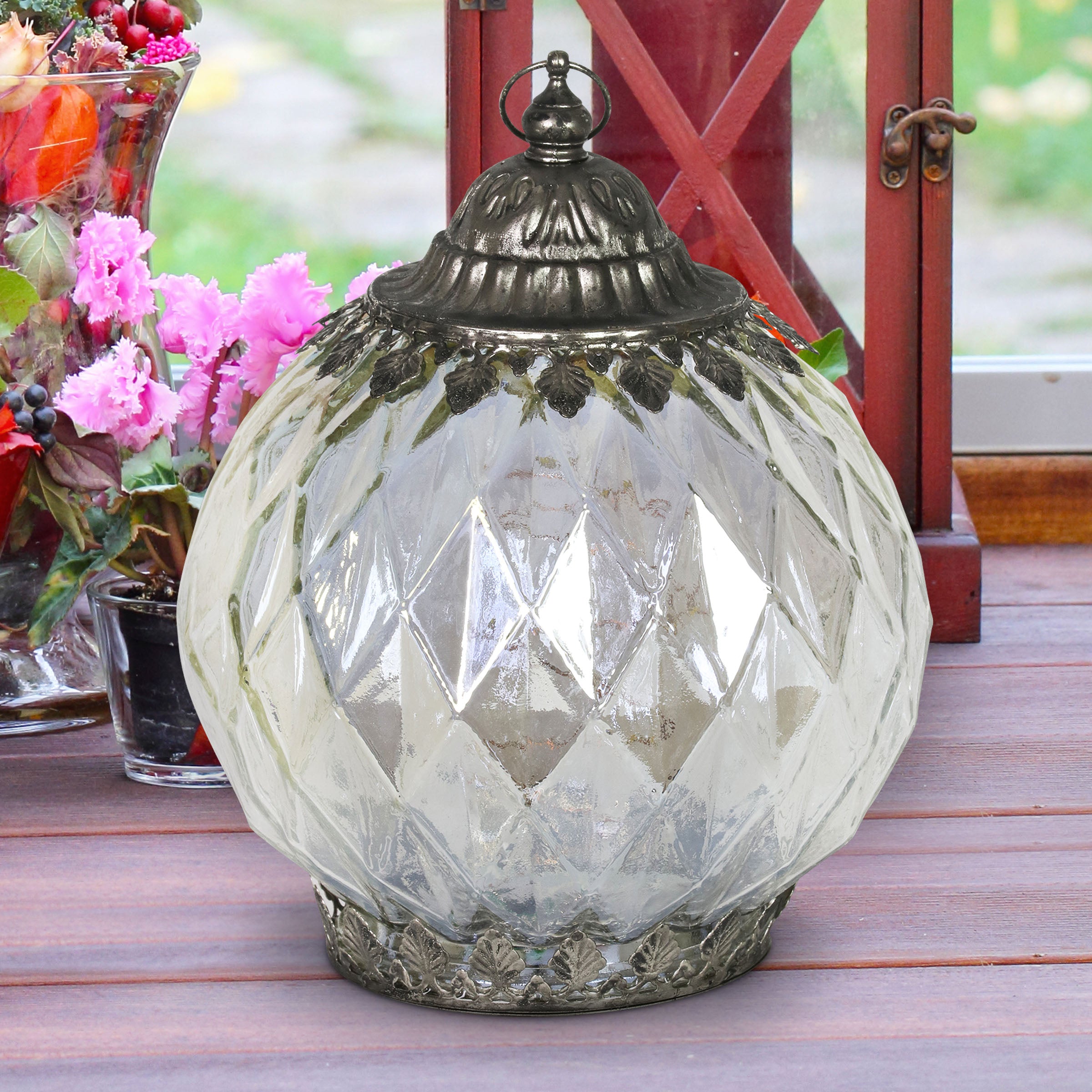 Opal Diamond Glass Lantern With Timer - Thumbnail 5