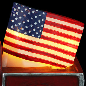 Solar Red Patriotic Garden Truck Statue with American Flag, 6.5 by 11 Inch | Shop Garden Decor by Exhart