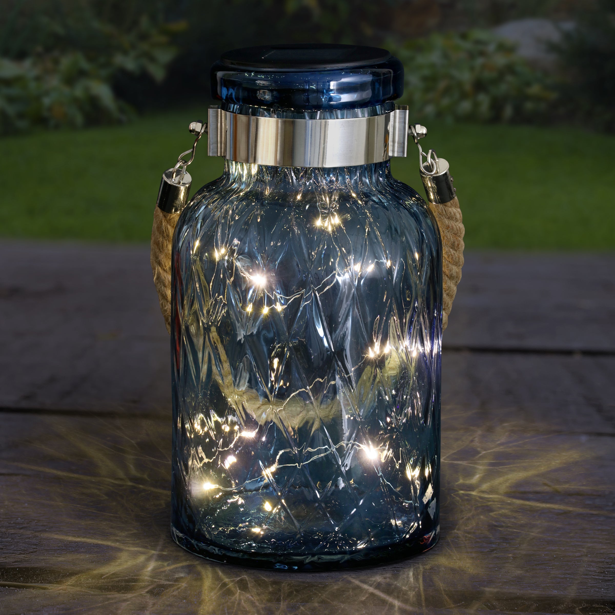 Exhart Solar Diamond Glass Accent Lantern - Thumbnail 3