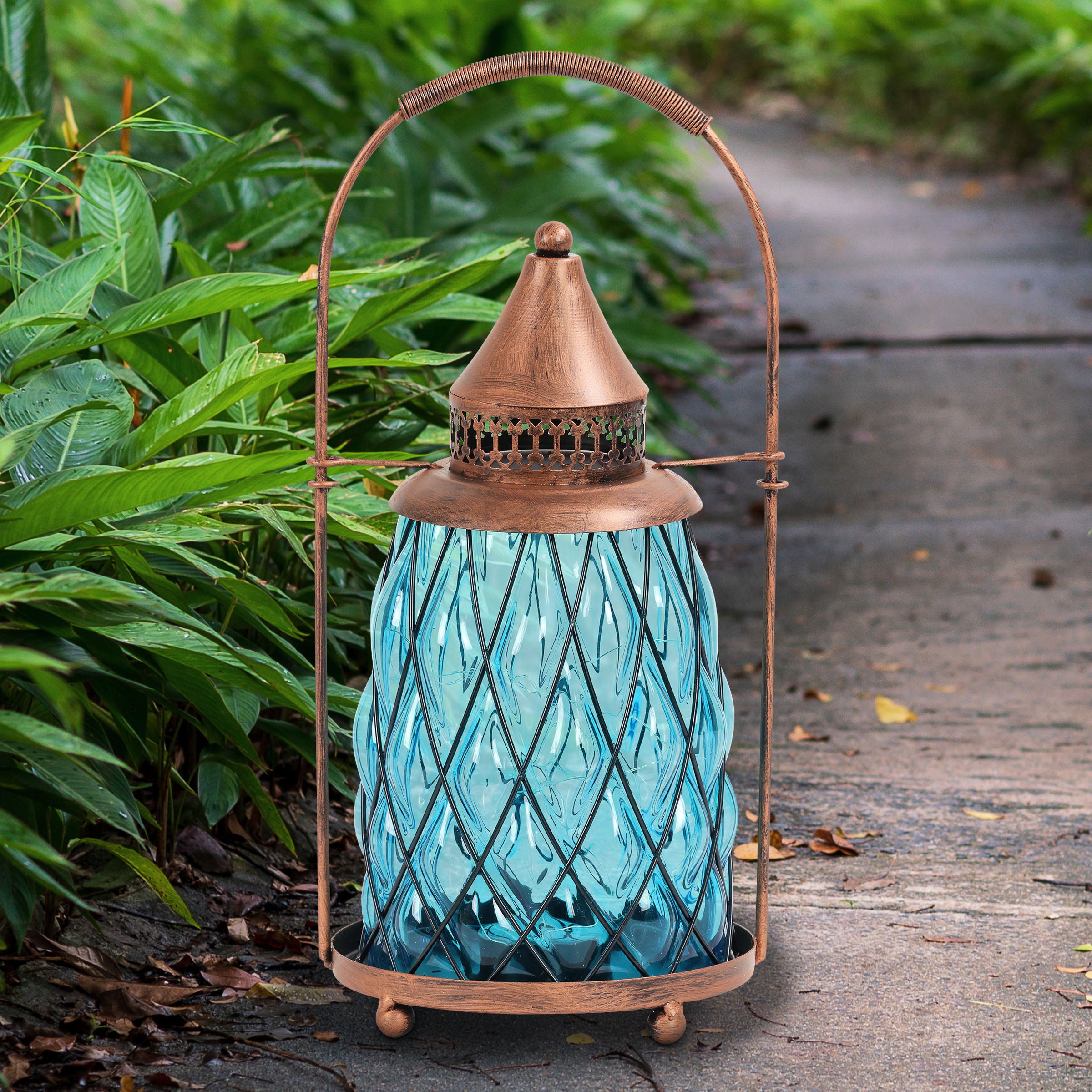 Exhart Metal and Glass Accent Lantern - Thumbnail 5