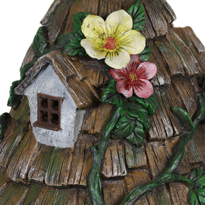 Solar Wood Shingle Roof Fairy House Garden Statue, 10 by 15 Inches | Shop Garden Decor by Exhart