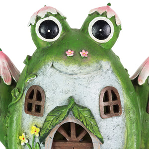 Solar Hand Painted Frog Fairy Garden House Statue, 10 by 8 Inches | Shop Garden Decor by Exhart