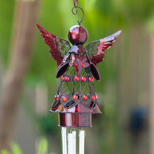 Red Angel Metal Wind Chime, 18 by 8 Inches