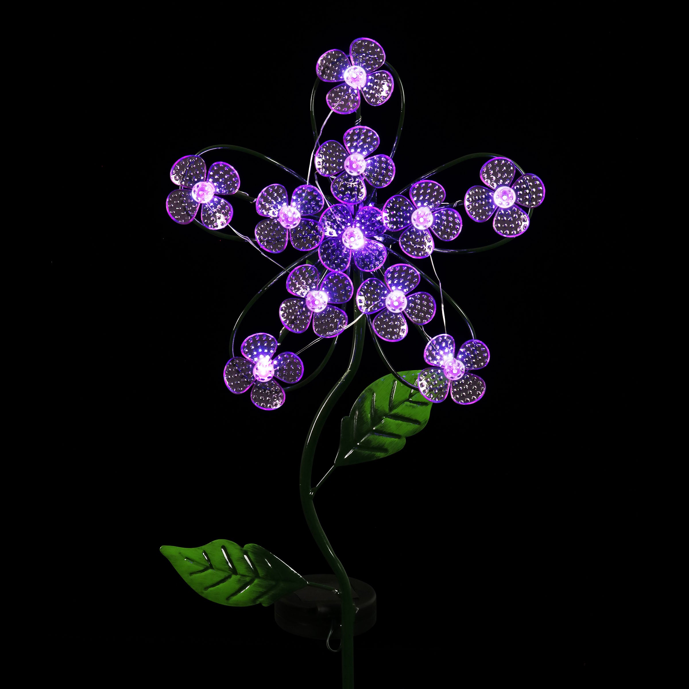 Solar Blue Flower Garden Stake with Spinning Forget Me Not Blooms - Thumbnail 3