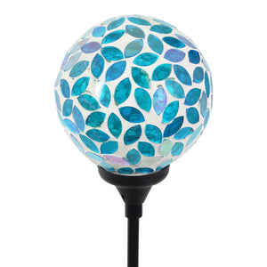 Solar Mosaic Glass Ball Garden Stake in Blue, 4 by 32.5 Inches | Shop Garden Decor by Exhart